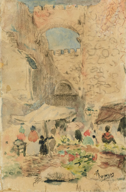 397.  DARÍO DE REGOYOS (Asturias, 1857-Barcelona, 1913)Mercado de