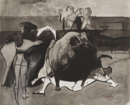 1146.  JUAN BARJOLA (Torre de Miguel Sesmero, 1919 - Madrid, 2004)Tauromaquia.
