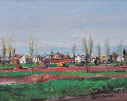 326.  FRANCISCO LOZANO (Antella, 1912 - Valencia, 2000)Vista de pueblo