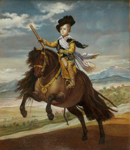 943.  L. ORTIZ DE LIMA (Escuela española, siglo XX)Retrato ecuestre del príncipe de Baltasar Carlos..