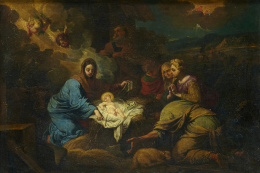 208.  SEGUIDOR DE PIETER MULIER, LLAMADO CAVALIERE TEMPESTA (1637- 1701)Adoración de los pastores..