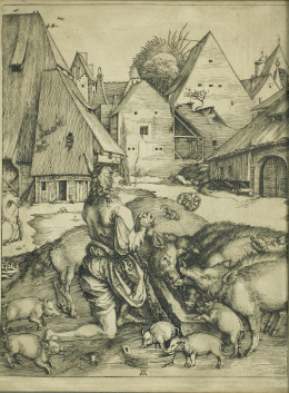 901.  ALBERTO DURERO (Nuremberg, 1471- 1528)El Hijo pródigo entre los cerdos, h. 1496..