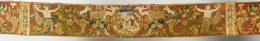 1113.  Bordado en  hilo metálico con la representación de Hércules rodeado de  elementos vegetales cuernos de la abundancia y hombres planta.Trabajo francés o inglés S.XVI.S. .