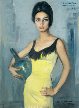 416.  FÉLIX REVELLO DE TORO (Málaga, 1926)“Joven mujer con cántaro”, 1966.
