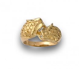 592.  Sortija con dos cabezas de pantera en oro de 18K.