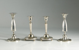 618.  Pareja de candeleros de paraguas, en plata  punzonada, Real Fábrica de Platería, A. Martínez, Madrid villa y corte, año de 1845..