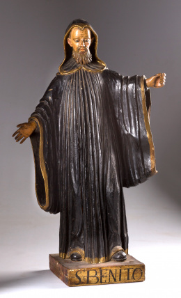 1120.  San Benito. Madera tallada y policromada.España ff S.XVIII.