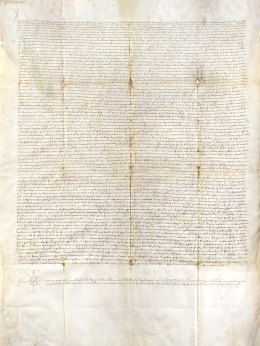 554.  Manuscrito de “Guillermo Raymundo de Monteolivo” relacionado con el “Bisbat de Gerona” y el “Bisbat de Aragon”. Firmado en el año 1400..