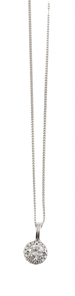 693.  Colgante de rosetón de brillantes con centro de 0,36 ct rodeado por orla