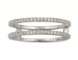 174.  Sortija alianza de doble aro de brillantes que suman 0,30 ct en oro blanco de 18K