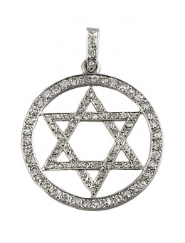 474.  Colgante de brillantes con estrella de David enmarcada en círculo de brillantes