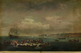 955.  JUAN PATRICIO MORLETE RUIZ (Méjico, 1713 - 1772)La pesca del atún vista desde el golfo de Bandol..