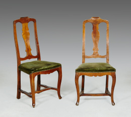 649.  Pareja de sillas reina Ana Trabajo español, primer tercio del S. XVIII.
