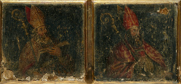 475.  ESCUELA ESPAÑOLA, SIGLO XVIIVirgen con Niño y santa Ana, y Dos obispos.