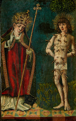 794.  ESCUELA ARAGONESA, SIGLO XV“Santo Obispo” y “San Sebastián”..