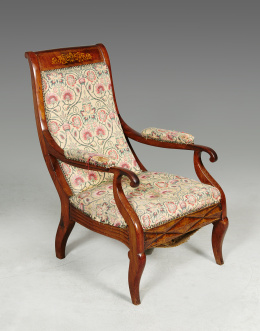 1143.  Sillón reina gobernadoraTrabajo español, medidados S. XIX.