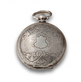 726.  Reloj saboneta de plata sXIX  inglés para el mercado otomano con tapa cóncava grabada y punzones ingleses.