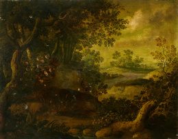235.  CIRCULO DE JAN BRUEGHEL EL JOVEN (Escuela flamenca , siglo XVII)Pareja de paisajes boscosos.
