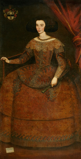 237.  ESCUELA SEVILLANA, MEDIADOS DEL SIGLO XVII. Retrato de Luisa Francisca de Neve y Ramírez de Cartagena, I Marquesa de Moscoso..