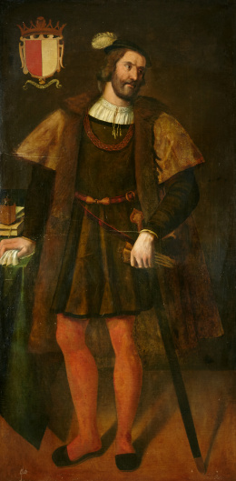 877.  ESCUELA ESPAÑOLA, SIGLO XVII. Retrato de Juan de Saavedra y Guzmán, de cuerpo entero..