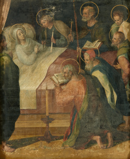 474.  SEGUIDOR DE ALEJO FERNÁNDEZ (Escuela sevillana, siglo XVI)Dormición de la Virgen.