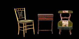 577.  Costurero en madera de nogal con molduras ebonizadas. Trabajo español, ff. S. XIX..