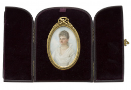 1101.  ETHEL JENNER ROSENBERG (1858-1930)Retrato de dama con collar de perlas.