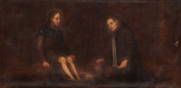 455.  ESCUELA SEVILLANA, SIGLO XIXSan Agustín lavando los pies a Cristo