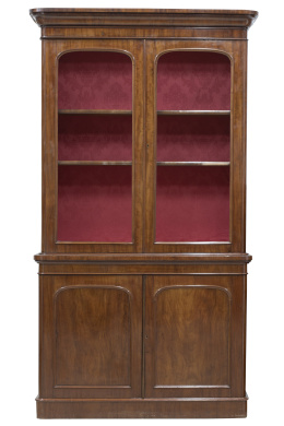 1297.  "Bookcase" de madera de caoba y palma de caoba.Trabajo inglés, mediados del S. XIX.