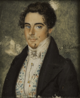 839.  MANUEL ANTONIO CARO (1779- 1830)Retrato de caballero con chaleco de flores.