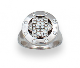 155.  Sortija de MONTBLANC con tapa de brillantes en forma de estrella y marco con brillantes.