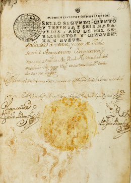 174.  CARTA EJECUTORIA DE HIDALGUÍA, VALLADOLID 1759.“Carte executoria ganada apedimiento de D. Baltasar de Artacho y Frias”.