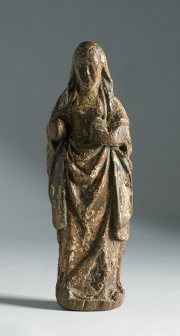 1360.  “Santa” Escultura en madera tallada, estucada y policromada.Escuela de Malinas, h. 1500.
