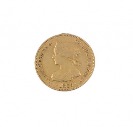 793.  Moneda de 4 escudos de Isabel II. Madrid 1865 en oro