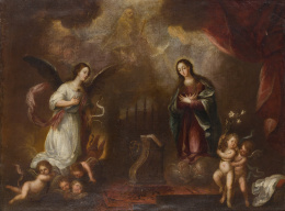862.  ATRIBUIDO A JOSÉ RISUEÑO (1665- 1732)La Anunciación..