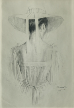 762.  FÉLIX REVELLO DE TORO (Málaga, 1926)“Joven mujer con sombrero de espaldas”, 1986.