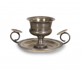 630.  Palmatoria de plata marcadoTrabajo español primera mitad,  S. XIX.