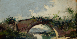 306.  ESCUELA ESPAÑOLA, SIGLO XIXPaisaje con puente.