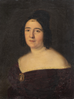 279.  ANTONIO CAVANNA Y PASTOR (Valencia, 1815-1840)Retrato de dama con broche con miniatura