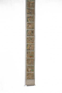 559.  Rollo de papel en seda con escenas eróticas pintadas.Escuela china, S. XIX.