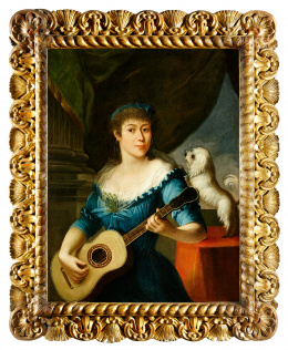 286.  ANTONIO CARNICERO (1748- 1814).Retrato de dama con guitarra..