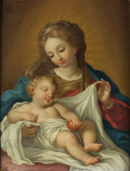 251.  ESCUELA ITALIANA SIGLO XVIIIVirgen con Niño dormido.