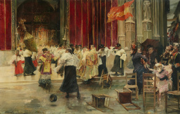 308.  JOSÉ GARCÍA Y RAMOS (Sevilla, 1852-1912)Procesión interrump