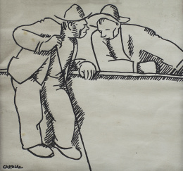 256.  ALFONSO DANIEL RODRÍGUEZ CASTELAO (Rianjo, 1886 - Buenos Aires, 1950)Dos personajes con sombrero..