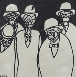 257.  ALFONSO DANIEL RODRÍGUEZ CASTELAO (Rianjo, 1886 - Buenos Aires, 1950)Cinco personajes con sombrero.