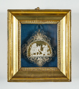 1107.  “La Huida a Egipto”Esmalte y plata en filigrana.Trabajo español, S. XVIII - XIX.