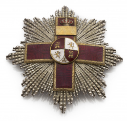 752.  Placa de la Cruz de 2ª clase de la orden del Mérito militar con distintivo rojo. h.1868 en plata y esmalte.