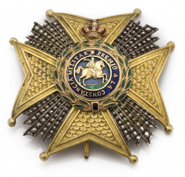 757.  Placa gran cruz de la Real y militar orden de San Hemenegildo. Premio a la constancia militar.