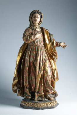 1342.  “Santa Ana”, escultura en madera tallada, estucada, policromada y dorada.Escuela española S. XVIII