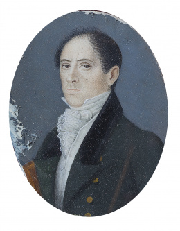 834.  ESCUELA ESPAÑOLA, SIGLO XIXRetrato de caballero con levita verde.